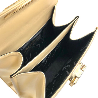 Salvatore Ferragamo Gancini Two-way Small Handbag Shoulder bag Beige Vintage xcu7ry