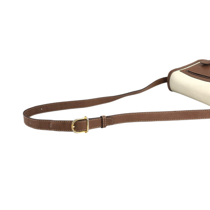 CELINE Blason Shoulder bag White×Brown Vintage ue3evj