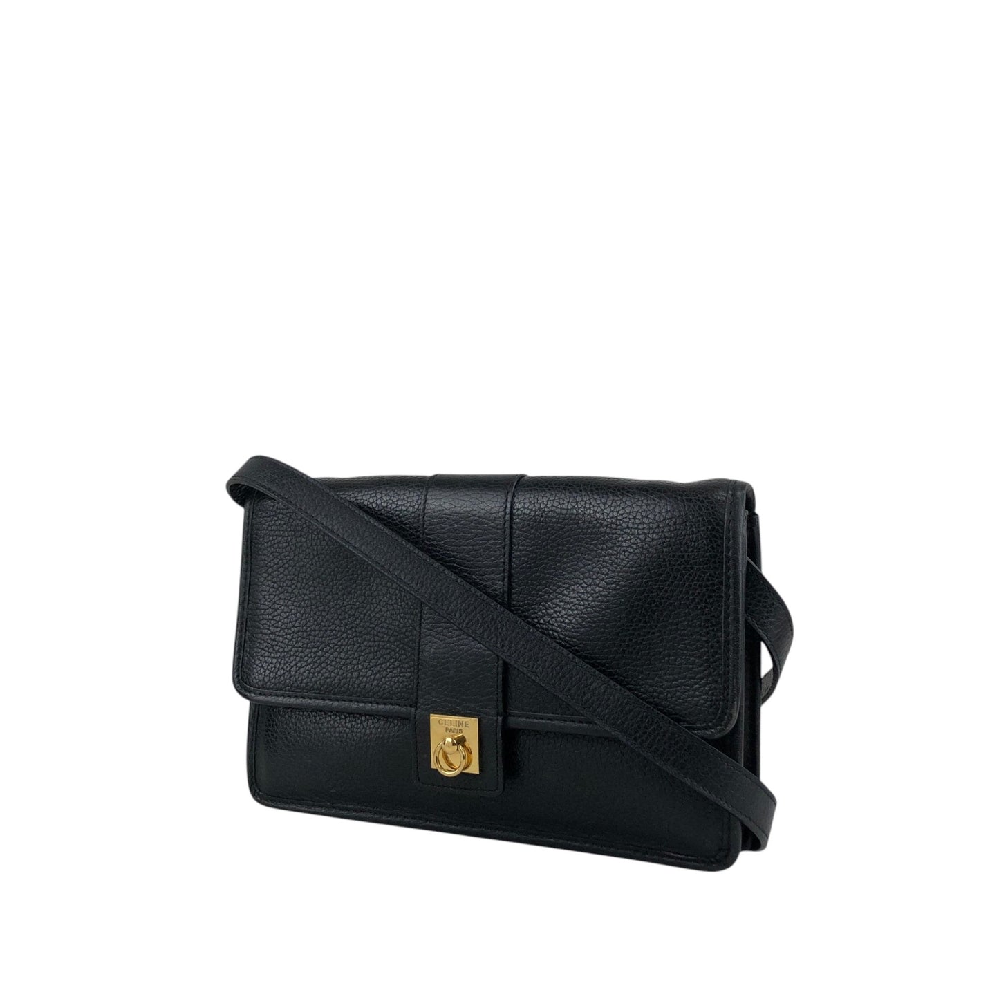 CELINE Gancini Shoulder bag Black Vintage 2tmayw
