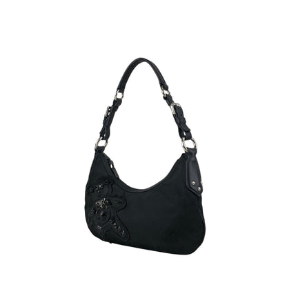 PRADA Triangle Logo Shoulder bag Black Vintage s4bkfb