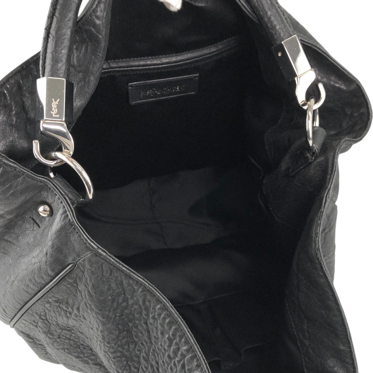 Yves Saint Laurent YSL Logo Shoulder bag Hobobag Black Vintage ib3ifn
