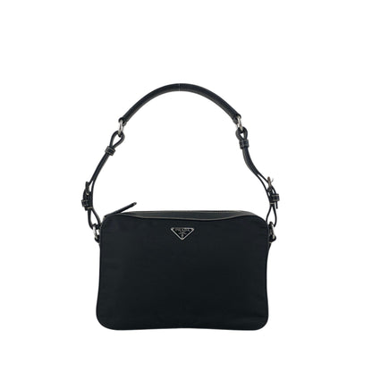 PRADA Tessuto Triangle Logo Shoulder bag Black Vintage mshu7d