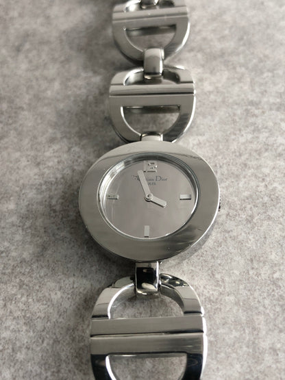 Christian Dior Logo Quartz Watch Silver CD022110 FA4647 Vintage drenb7