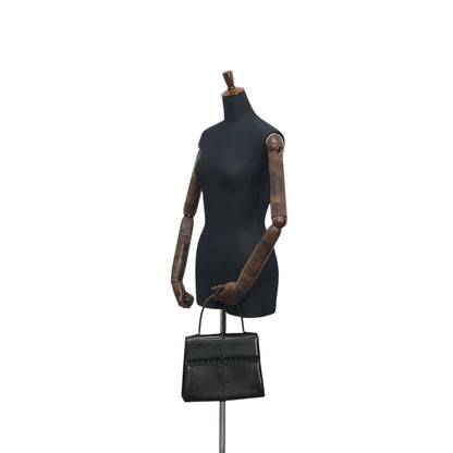 Yves Saint Laurent Logo Embossed Stitch Top Handle Handbag Black Vintage 5rym7i