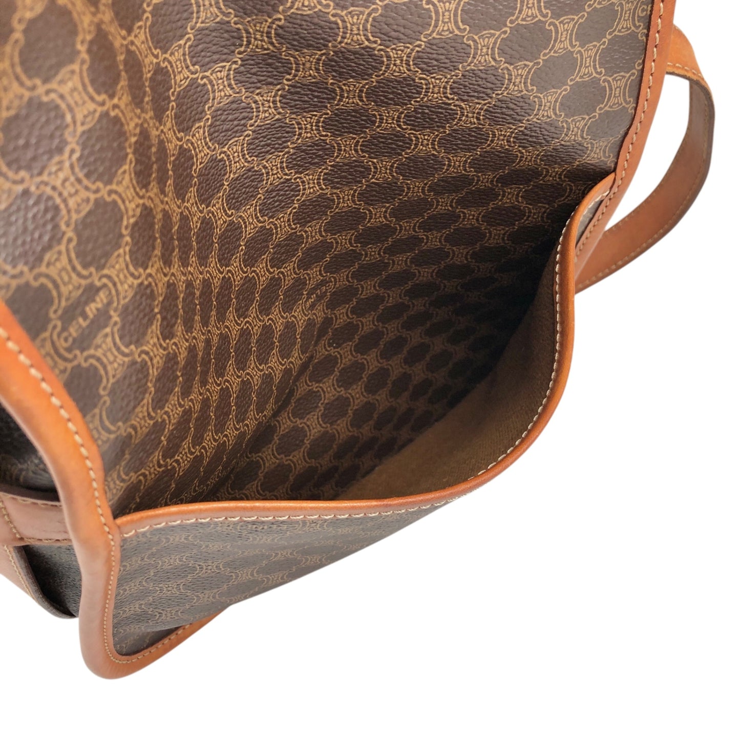 CELINE Macadam Blason Front Buckle Shoulder bag Brown Vintage bk3xcz