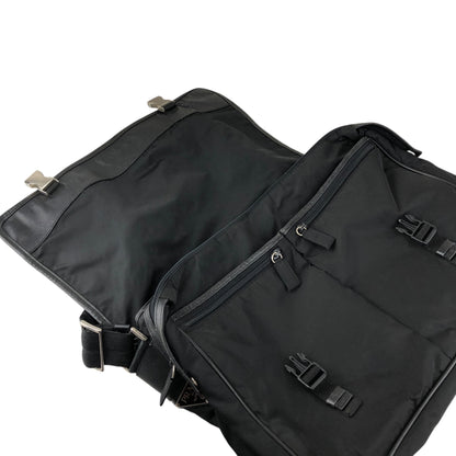 PRADA Tessuto Triangle Logo Front Buckle Shoulder bag Black Vintage n6kgte