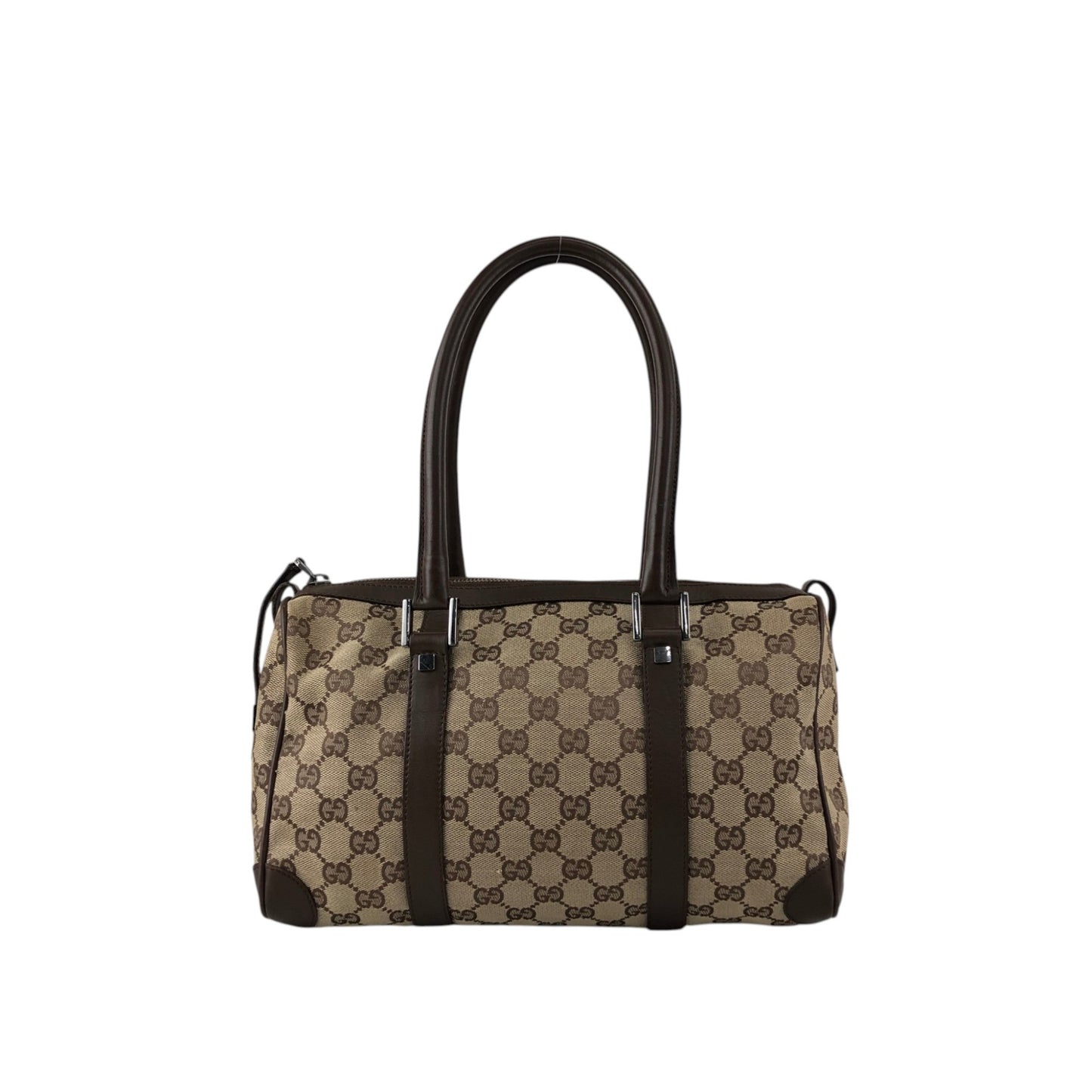 GUCCI GG Canvas Small Boston bag Handbag Brown Vintage ms6dsn