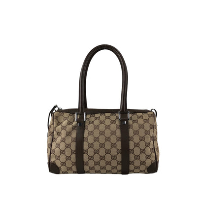 GUCCI GG Canvas Small Boston bag Handbag Brown Vintage ms6dsn