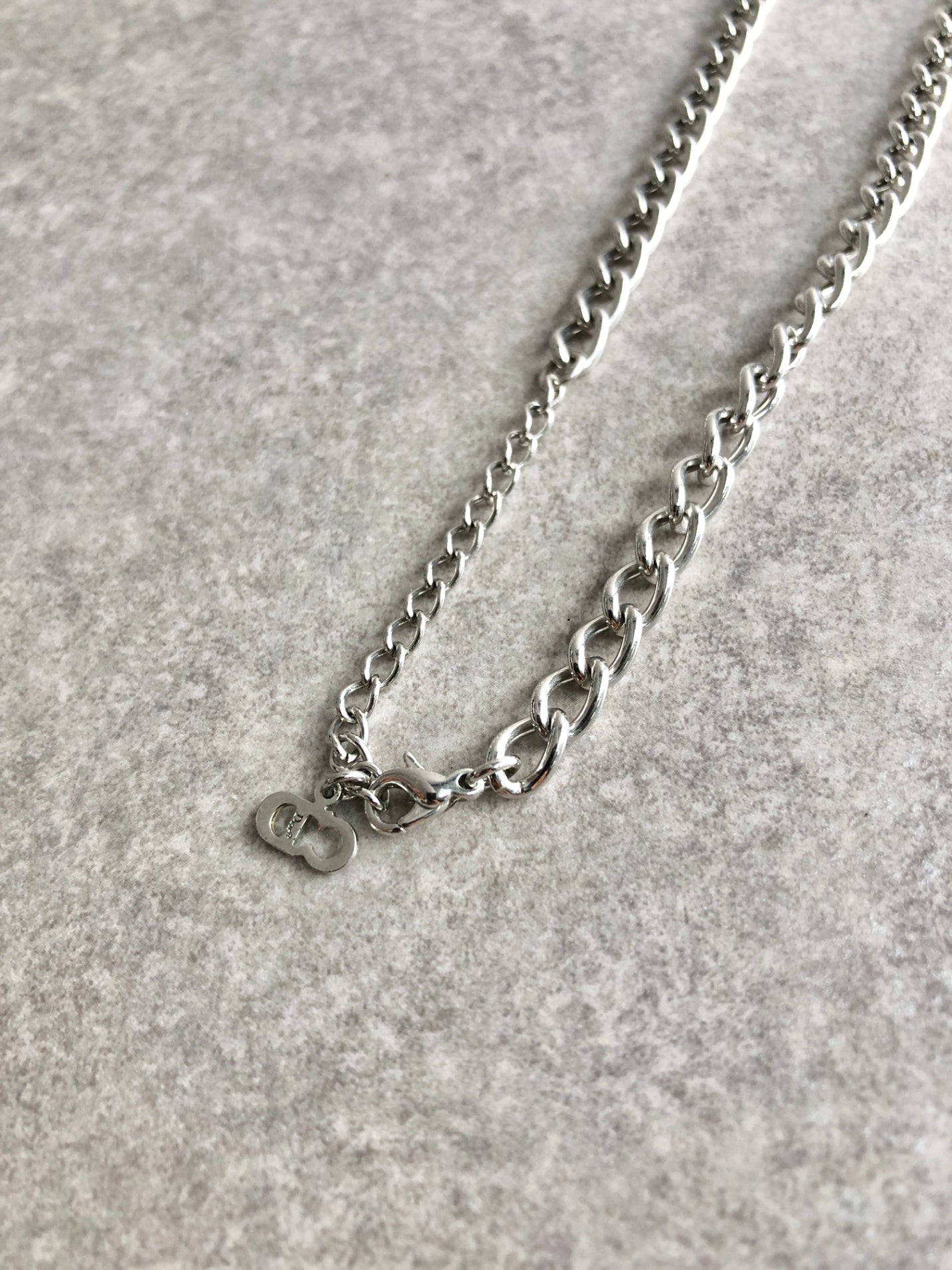Christian Dior Logo Motif Necklace Silver Vintage ziaan3