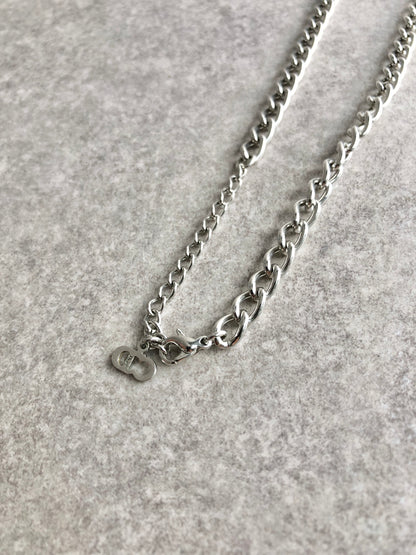 Christian Dior Logo Motif Necklace Silver Vintage ziaan3
