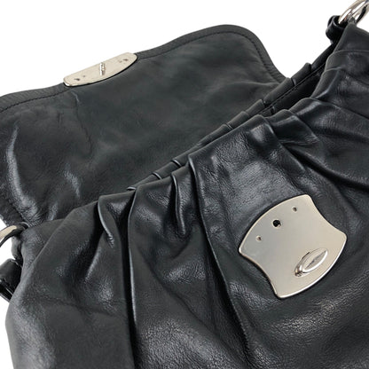 PRADA Logo Front Buckle Shoulder bag Black Vintage 4b8iuy