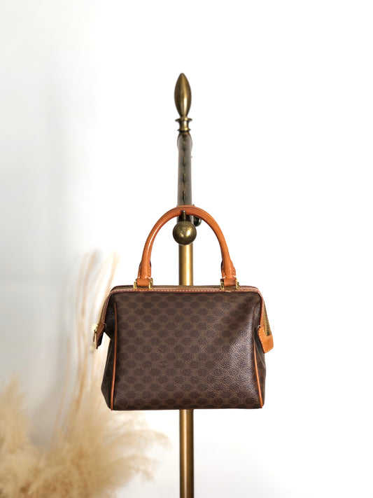 CELINE Macadam Two-way Small Boston bag Shoulder bag Brown Vintage aacnr6
