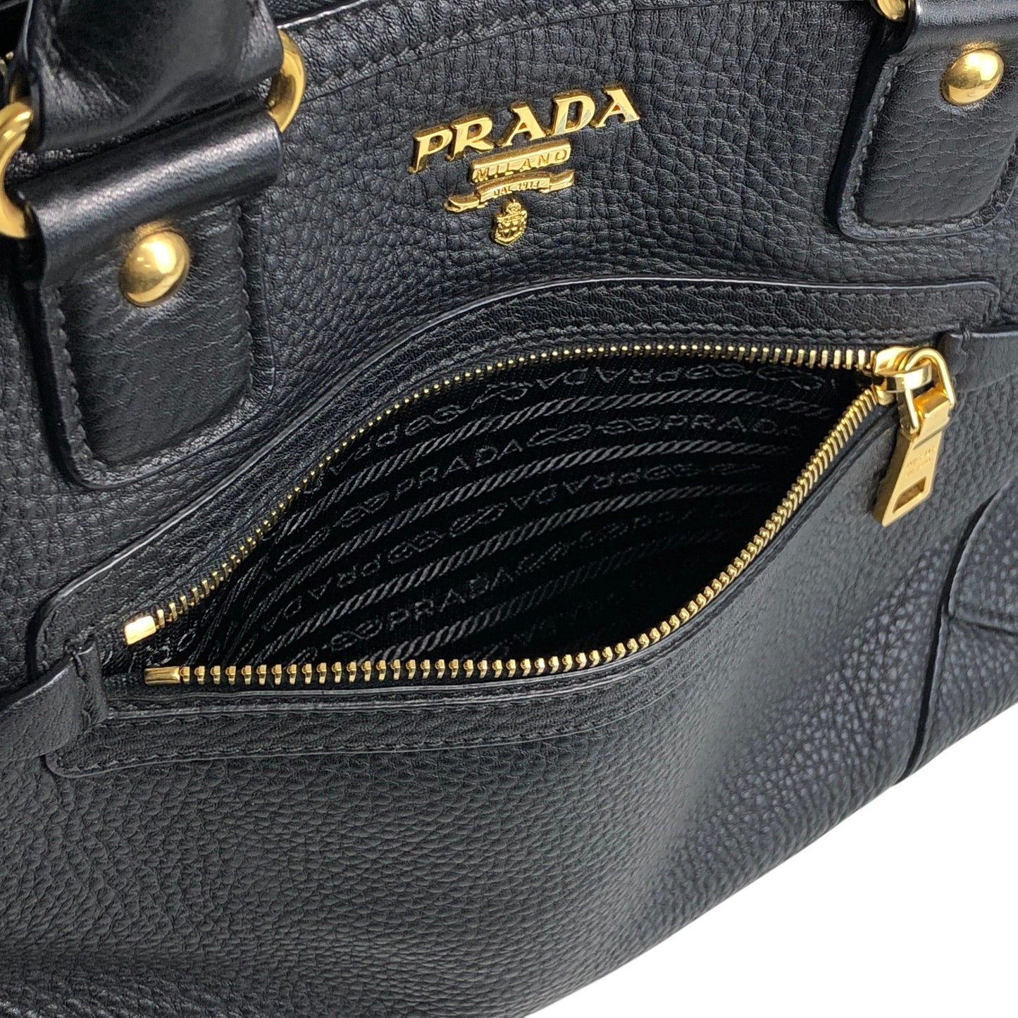 PRADA Logo Two-way Small Boston bag Shoulder bag Black Vintage h5k5fy