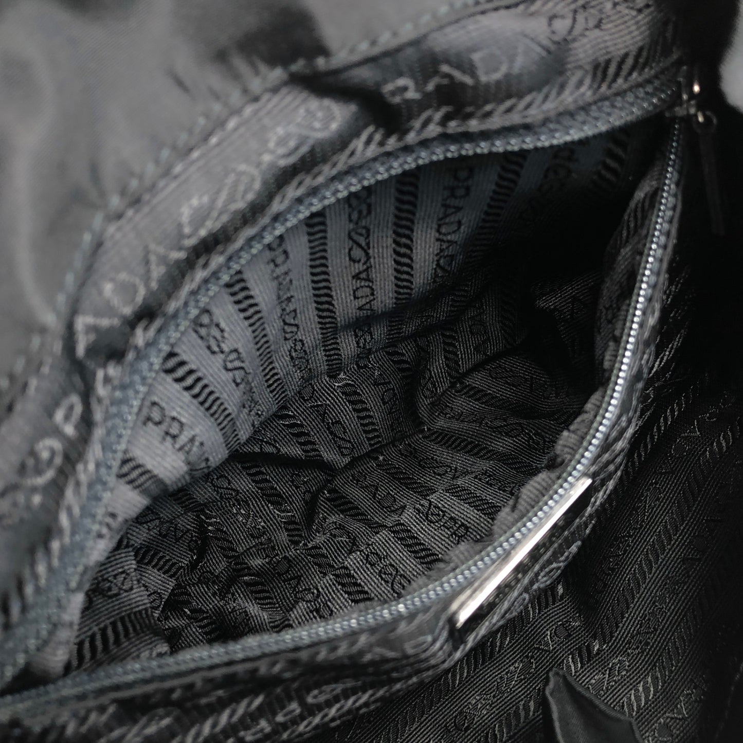 PRADA Triangle Logo Double Pocket Backpack Black Vintage rd6n42