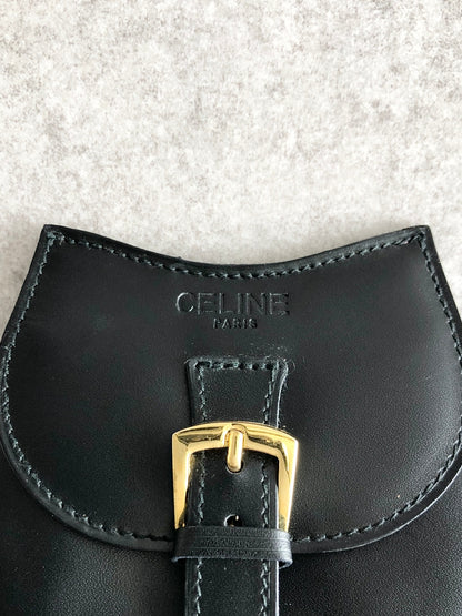 CELINE Front Buckle Coin Purse Black Vintage iygxf2