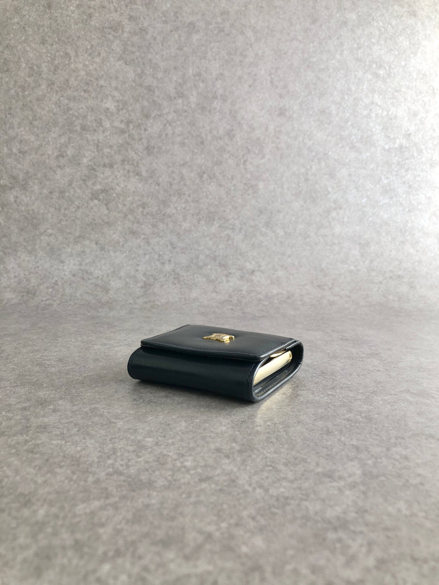CELINE Triomphe Coin Purse Black Vintage 6fv42e
