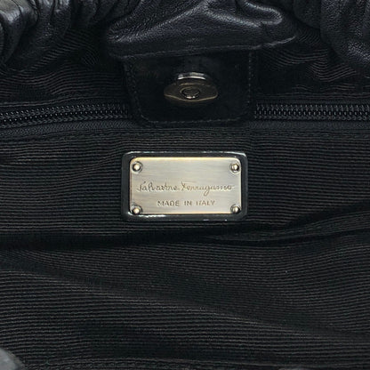 Salvatore Ferragamo Vala Ribbon Shoulder bag Hobobag Black Vintage bgm738