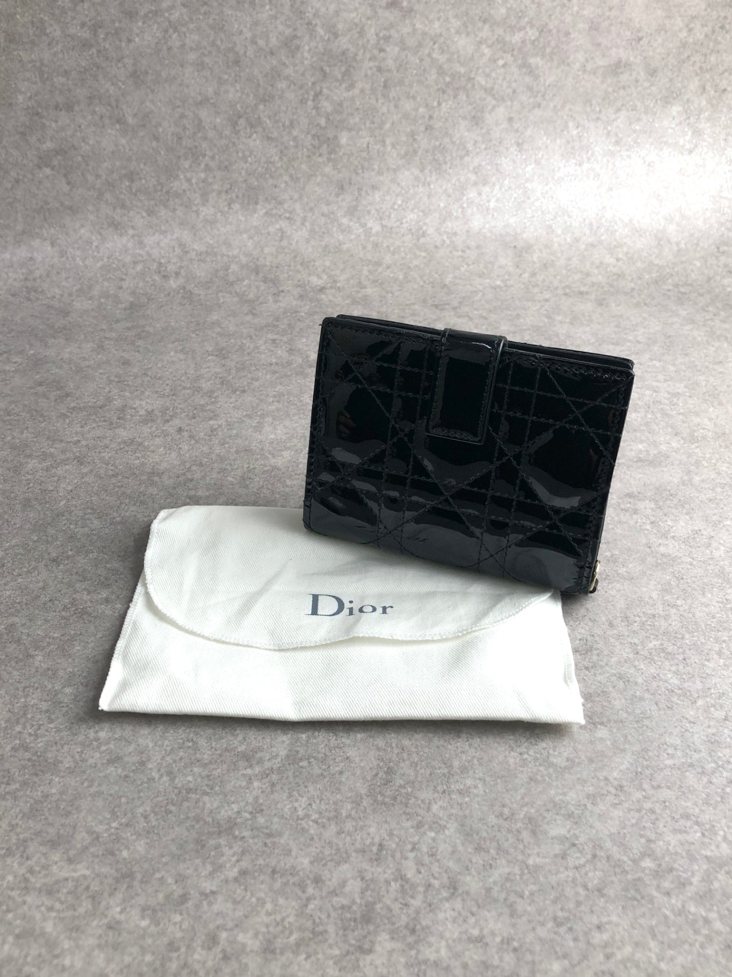 Christian Dior Cannage Folded Wallet Black Vintage m435au