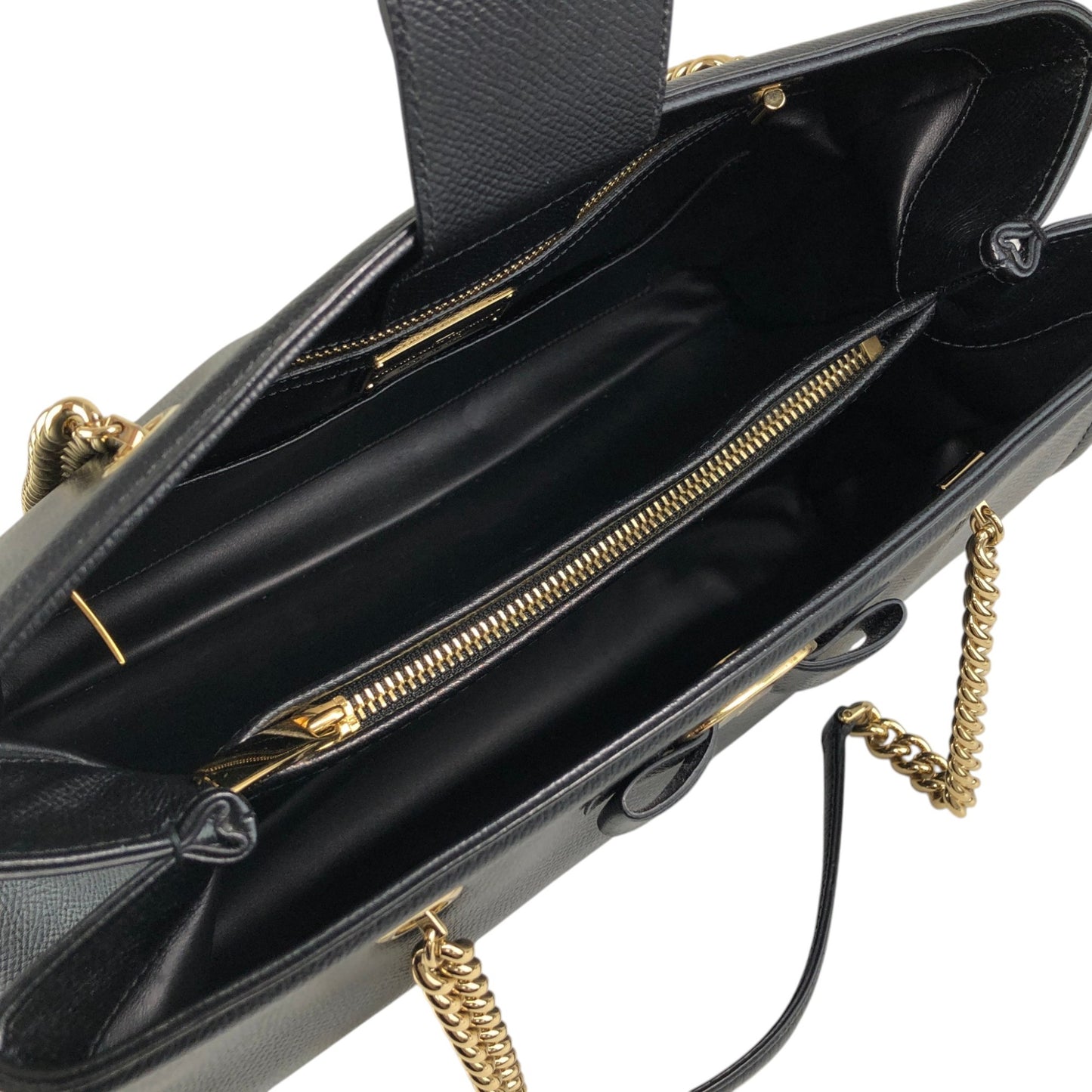 Salvatore Ferragamo Vala Chain Shoulder bag Handbag Black Vintage 3bmif6