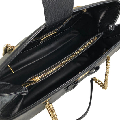 Salvatore Ferragamo Vala Chain Shoulder bag Handbag Black Vintage 3bmif6
