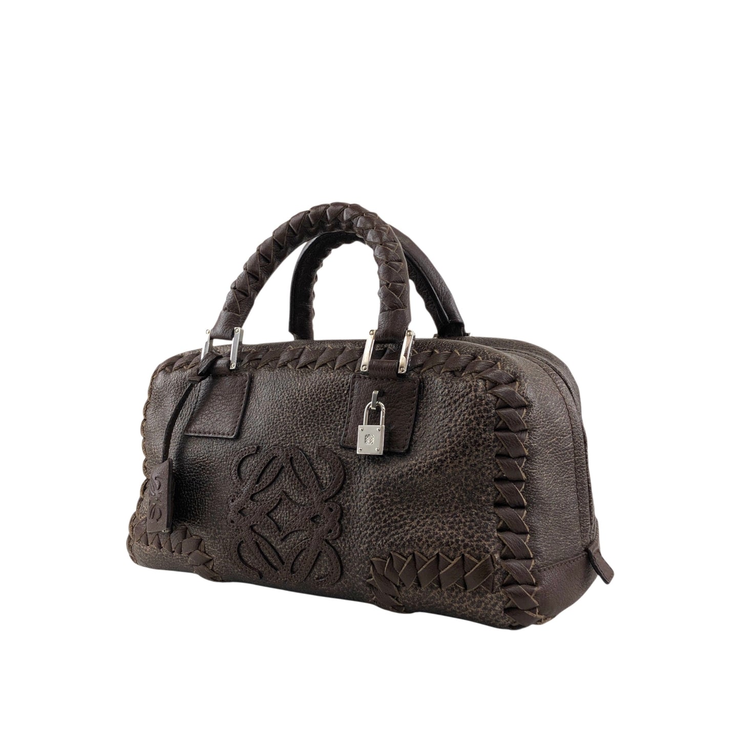 LOEWE Amazona28 Anagram Handbag Boston bag Brown Vintage rd4izx