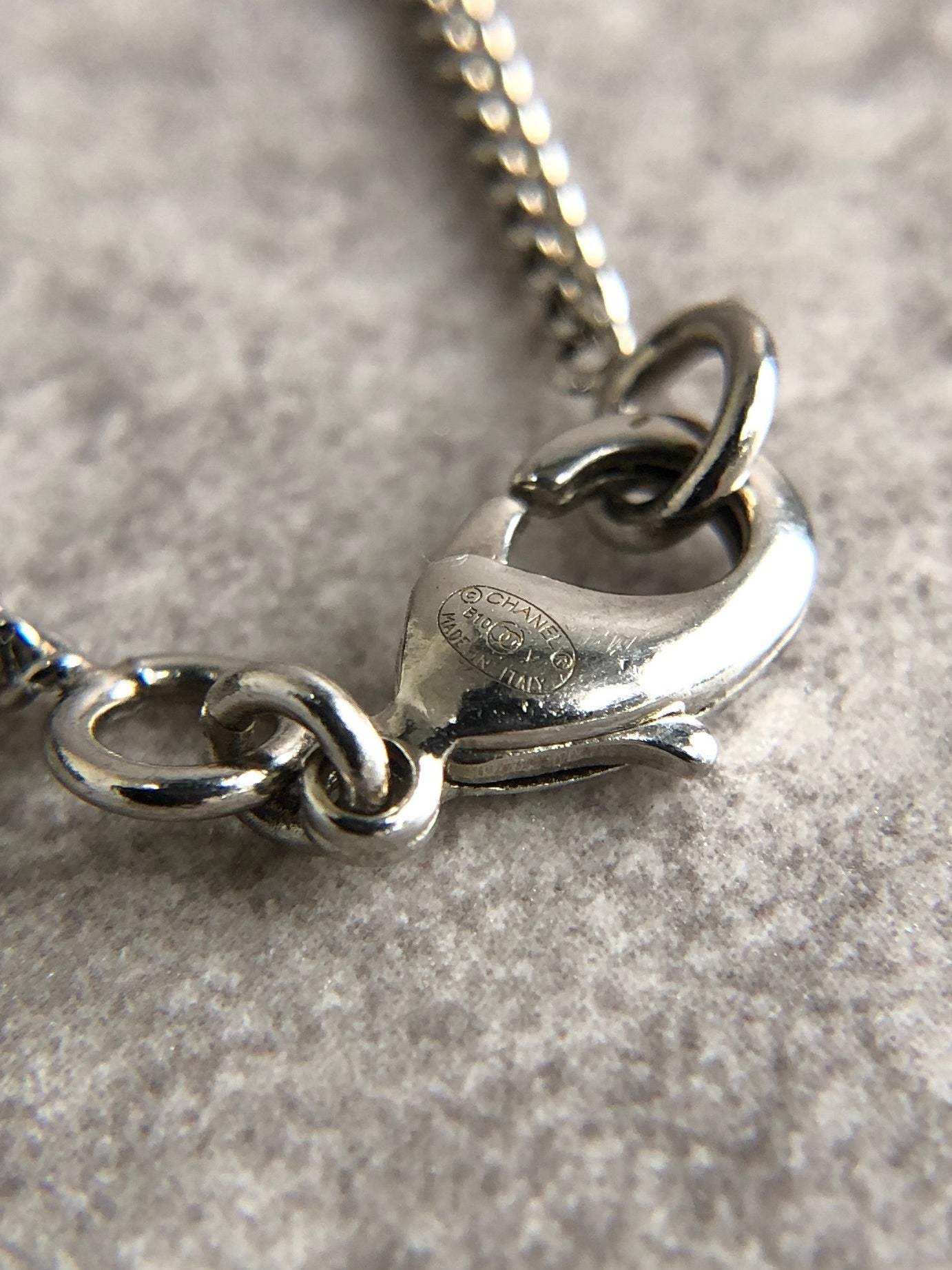 CHANEL Coco Mark Rhinestone Necklace Silver Vintage wsf6m8