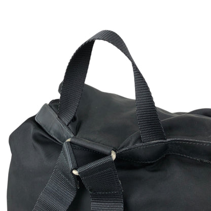 PRADA Tessuto Triangle Logo Front Buckle Backpack Black Vintage ku8tbi