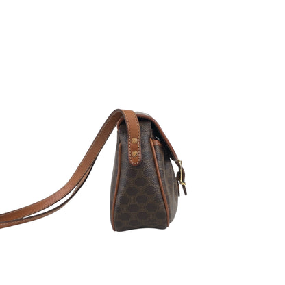 CELINE Macadam Blason Front Buckle Shoulder bag Brown Vintage iv3thu
