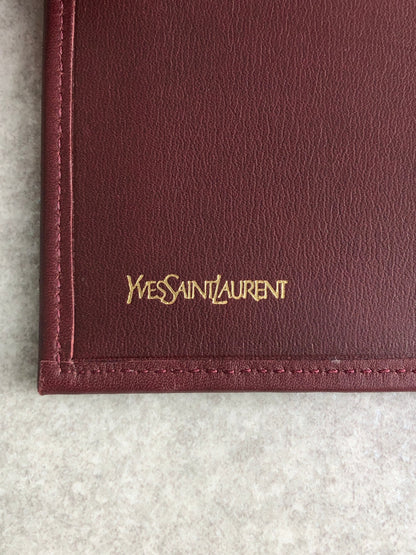 Yves Saint Laurent Logo Embossed Metal Clasp Trifold Wallet Bordeaux Vintage 4jw545