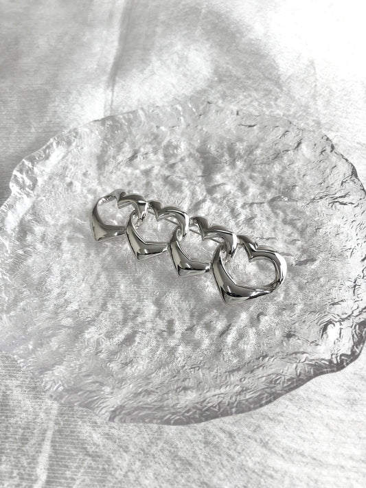 Yves Saint Laurent Heart Motif Brooch Silver Vintage xau2xt
