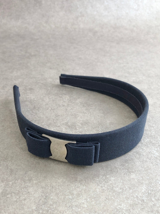 Salvatore Ferragamo Ribbon Motif Headband Navy Vintage tkaw42