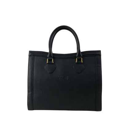 Yves Saint Laurent YSL Logo Top Handle Handbag Black Vintage heismg