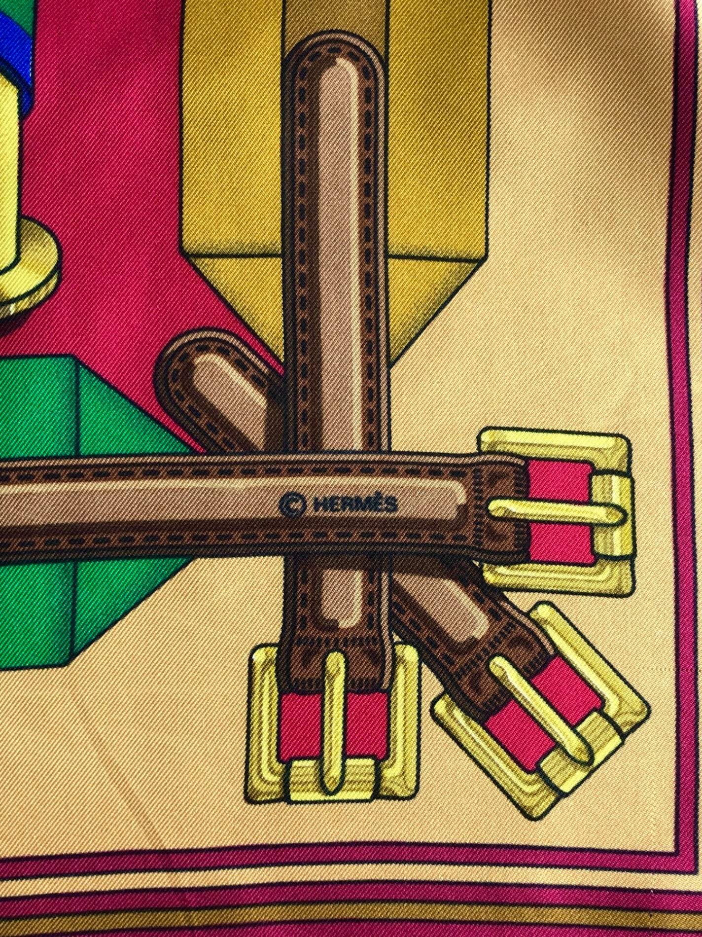 HERMES SILK Scarf Brown×Bordeaux Vintage xrkatw