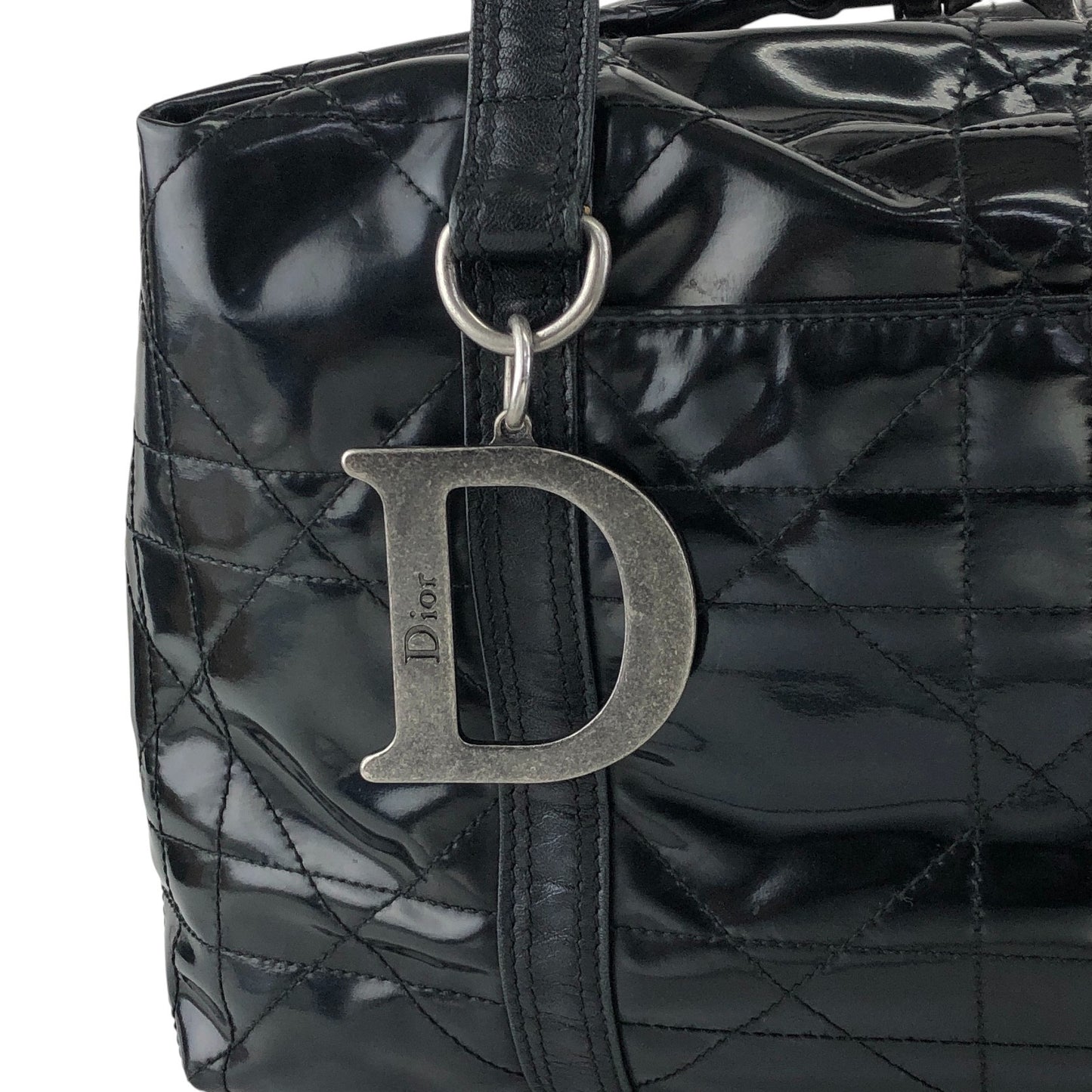 Christian Dior D Motif Small Boston bag Handbag Black Vintage pi6nvd