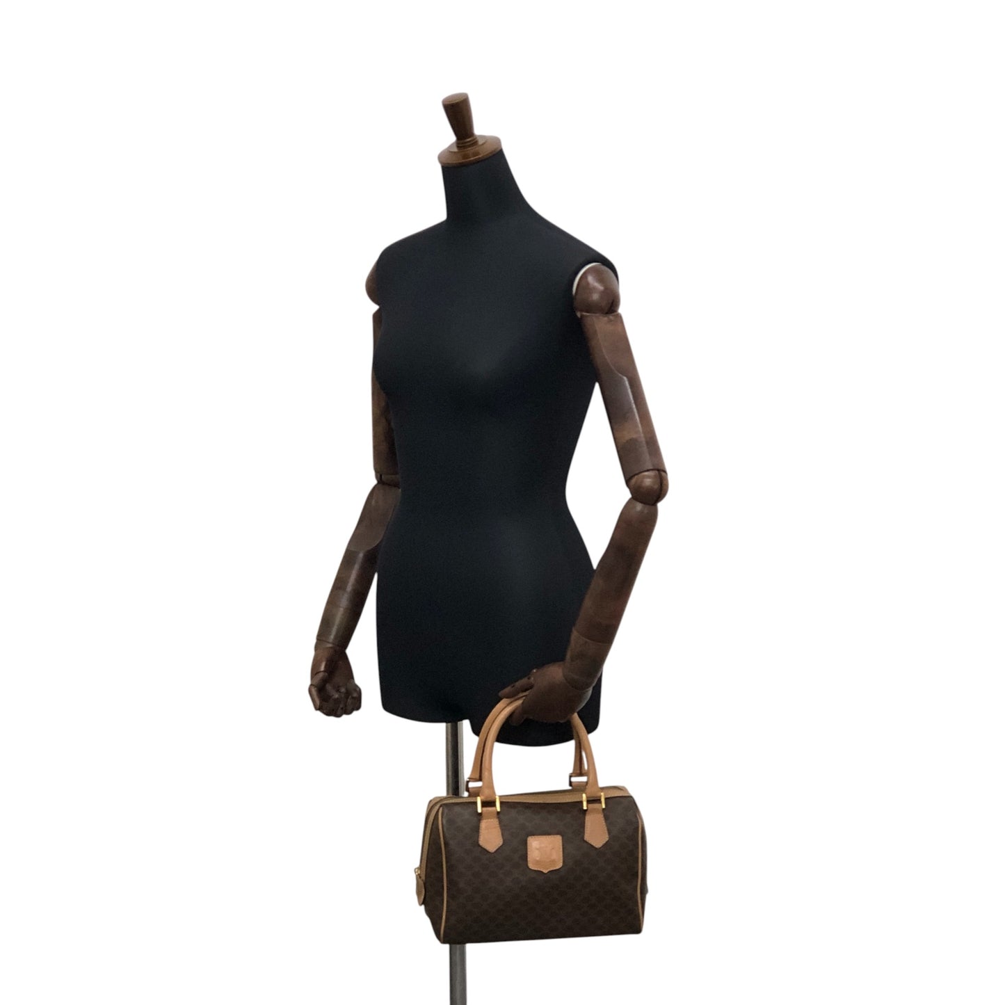 CELINE Macadam Triomphe Handbag Boston bag Brown Vintage 7bmypd