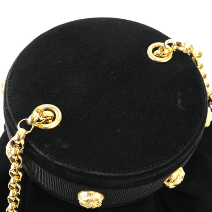 Salvatore Ferragamo Heels Motif  Suede Leather Small Shoulder bag Black Vintage n3mepg