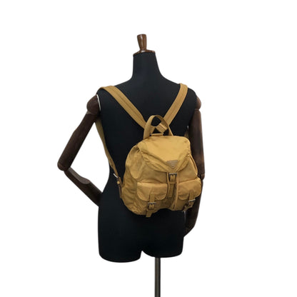 PRADA Tessuto Triangle Logo Backpack Yellow Vintage zmixxc