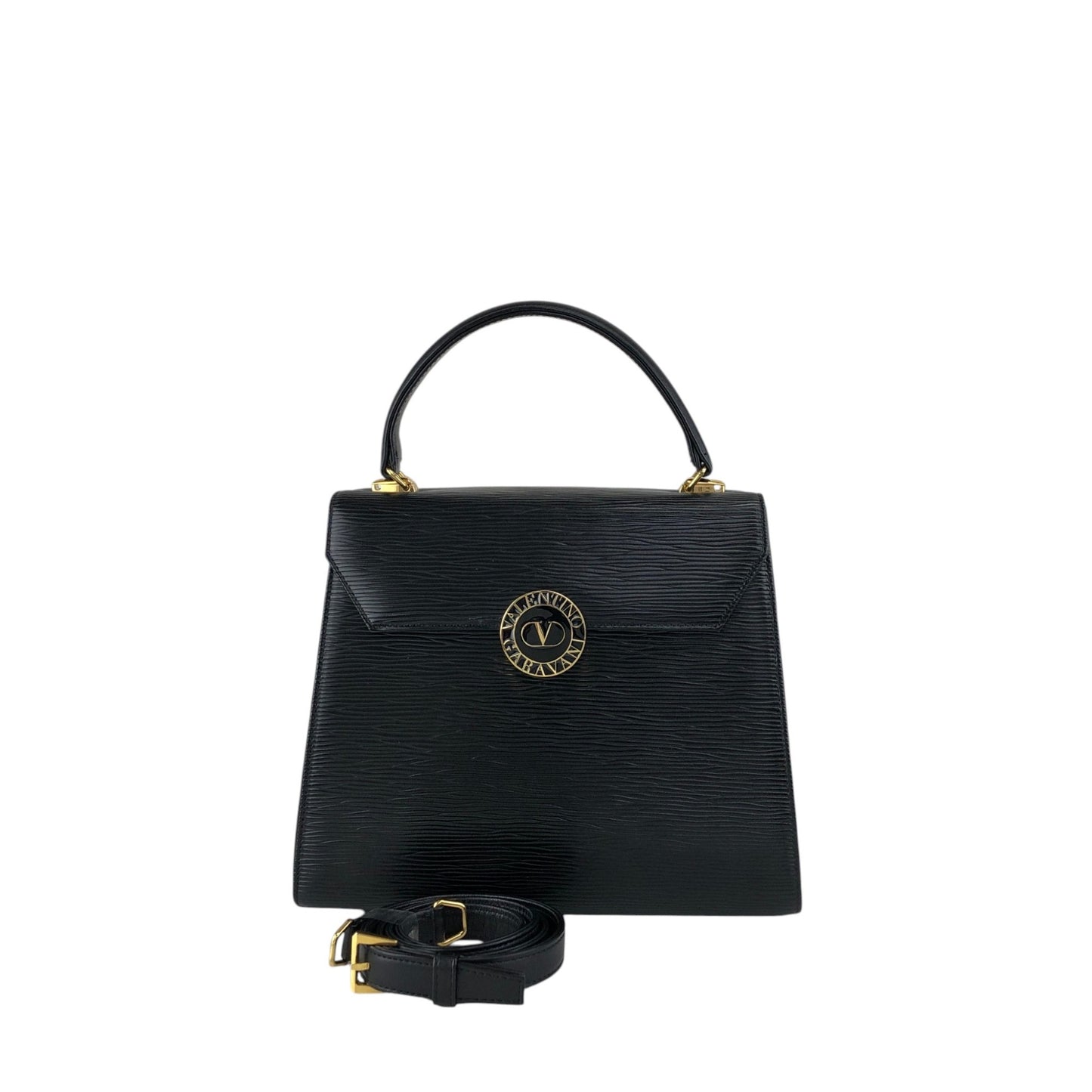 VALENTINO GARAVANI Circle Logo Two-way Handbag Shoulder bag Black Vintage swvrnt