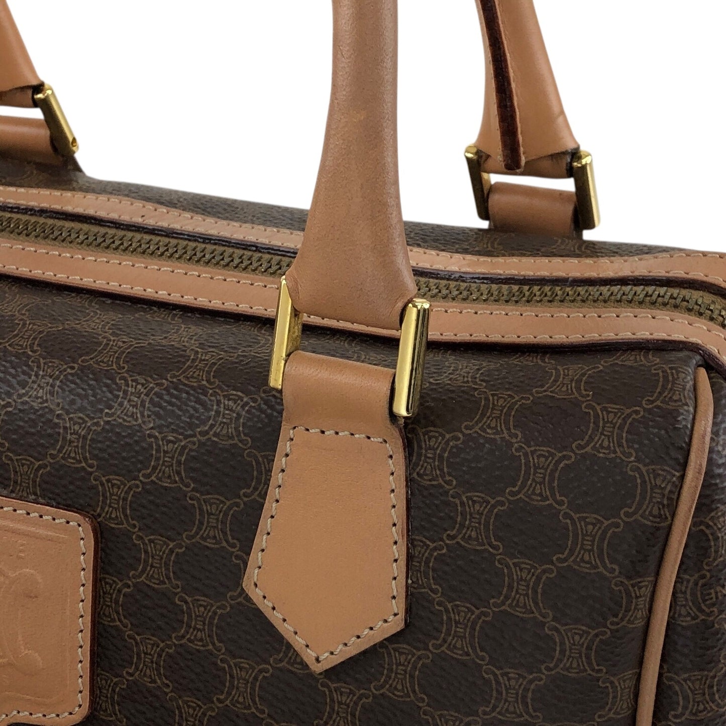 CELINE Macadam Blason Two-way Small Boston bag Shoulder bag Brown Vintage bxb7p7