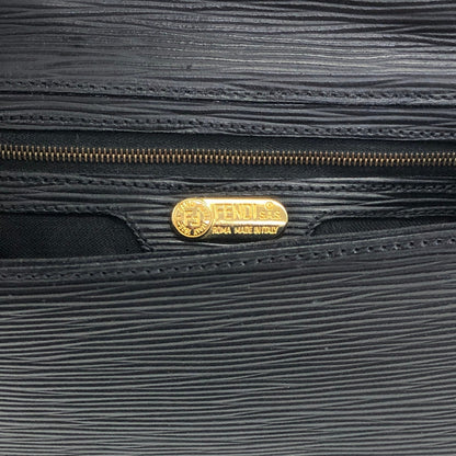 FENDI Logo Embossed Small Handbag Black Vintage h4nbvt
