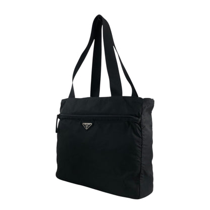 PRADA Tessuto Triangle Logo Front Zipper Totebag Black Vintage vda5bg