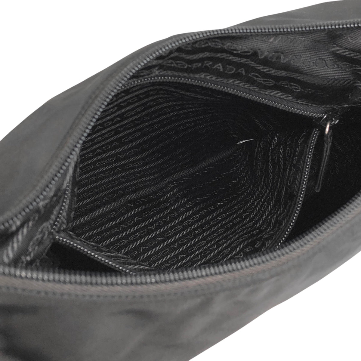 PRADA Tessuto Triangle Logo Shoulder bag Black Vintage gpgejr