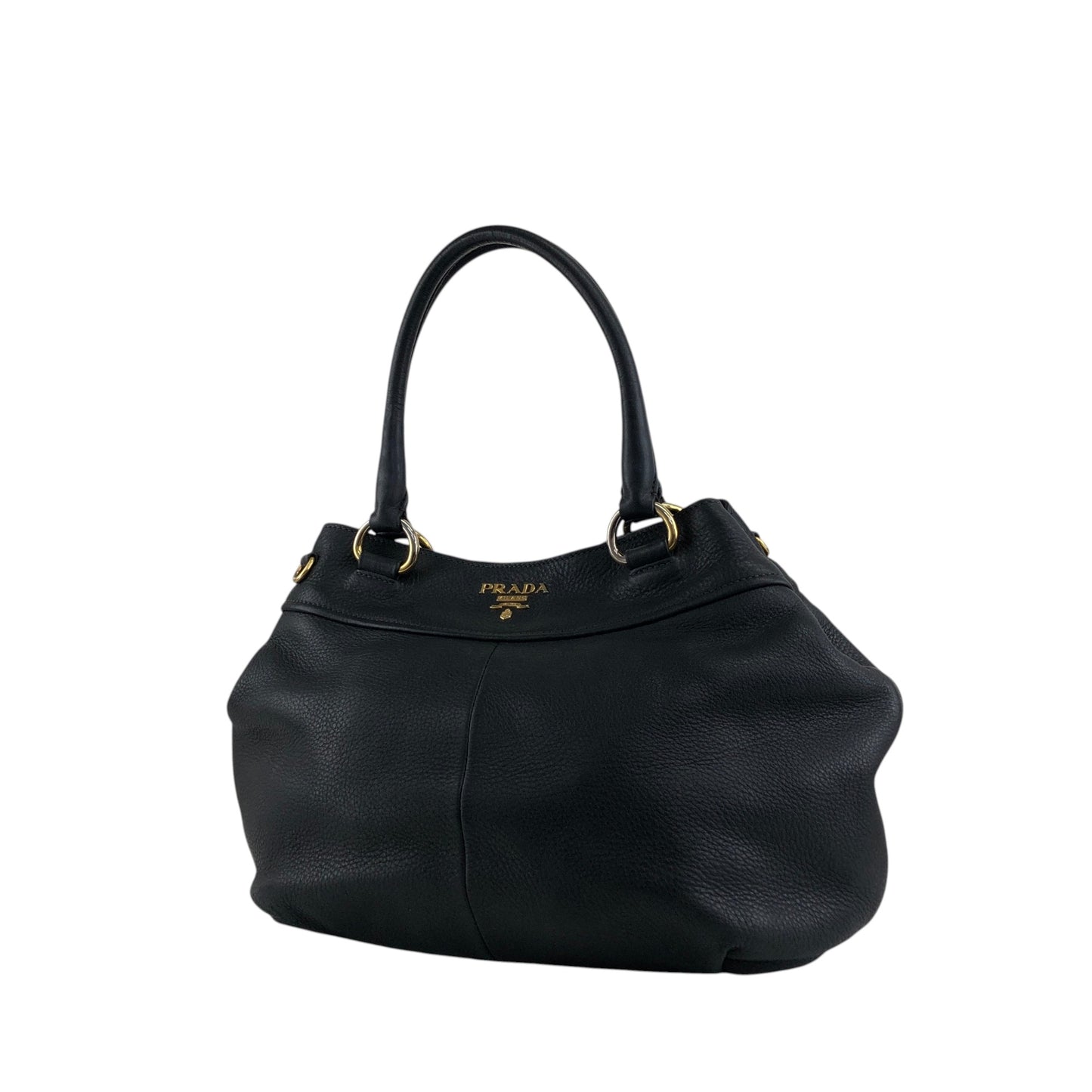 PRADA Logo Handbag Totebag Black Vintage 3ksgpr