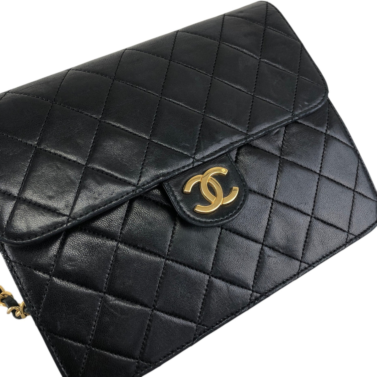 CHANEL Matelasse Coco Mark Turn Lock Chain Shoulder bag Black Vintage tjbcjh