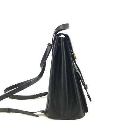 CELINE Turn Lock Leather Backpack Black Vintage y4kmst