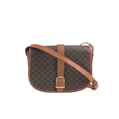 CELINE Macadam Front Buckle Shoulder bag Brown Vintage c7tgex