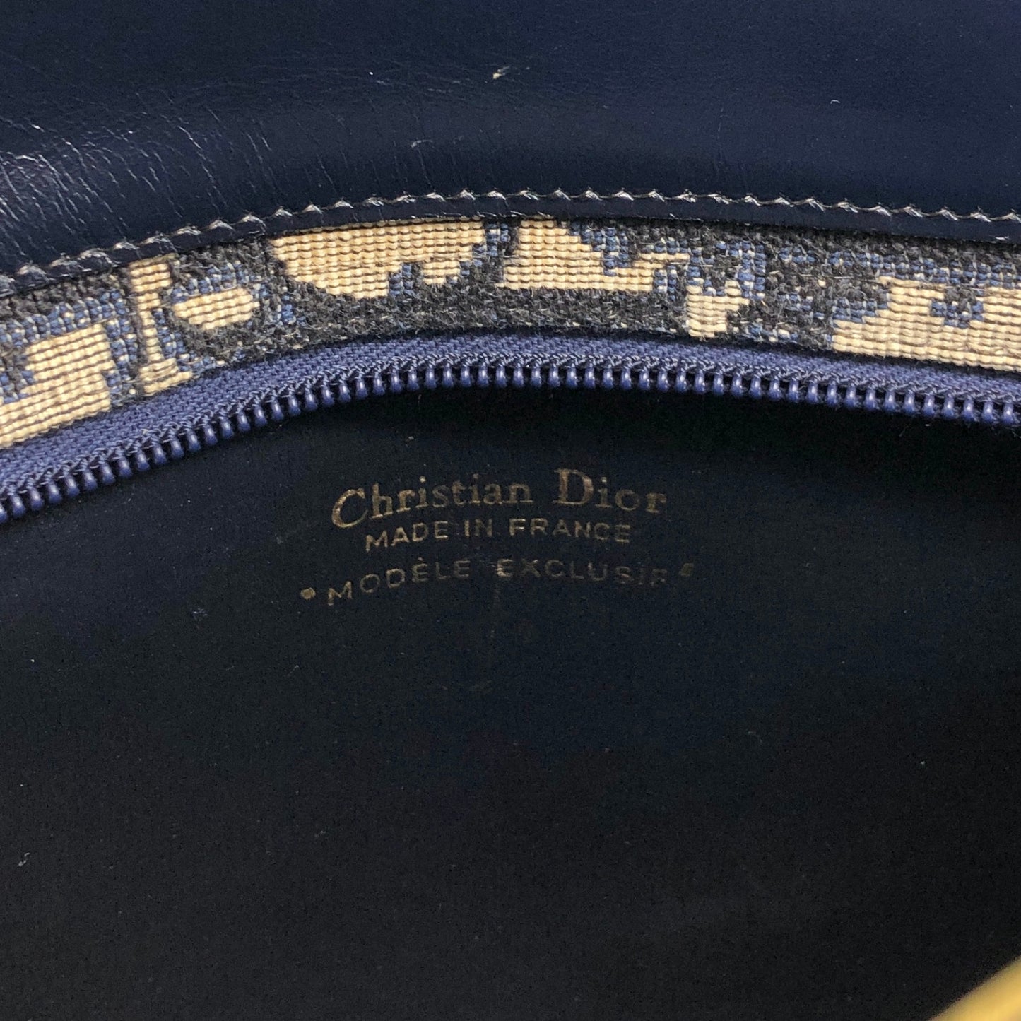 Christian Dior Trotter CD Logo Shoulder bag Navy Vintage 2vvpv4
