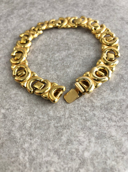 CELINE Blason Bracelet Gold Vintage y86prt