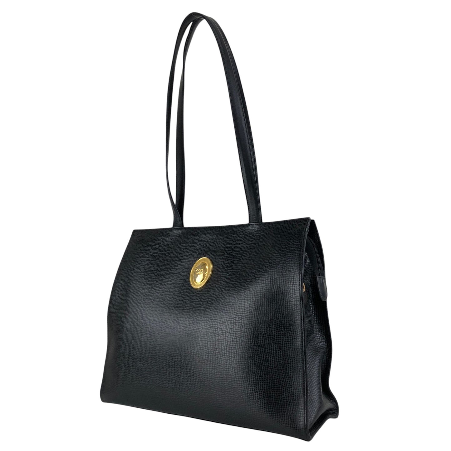 Christian Dior CD Logo Handbag Totebag Black Vintage 7e6azr