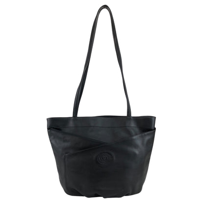 GUCCI Logo Embossed Shoulder bag Totebag Black Vintage cgykye